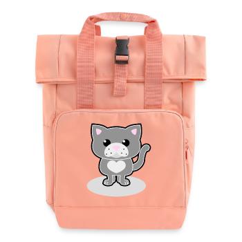Cute cat - Roll Top Backpack with Two Handles - chintz rose - Front