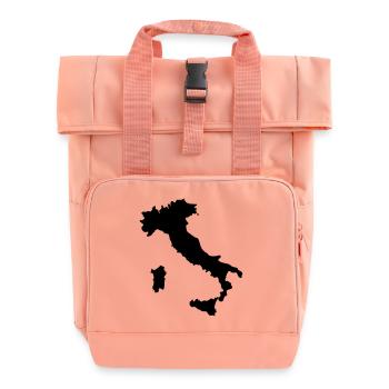Italy Map Map - Roll Top Backpack with Two Handles - chintz rose - Front