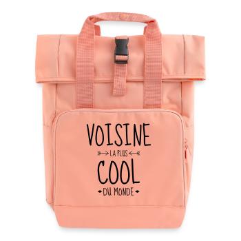 Nachbar / Nachbarschaft / Nachbarin / Haus - Rolltop Rucksack mit zwei Griffen - Chintzrosa - Vorne