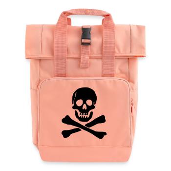 Piratenflagge Totenkopf mit gekreuzten Knochen - Rolltop Rucksack mit zwei Griffen - Chintzrosa - Vorne