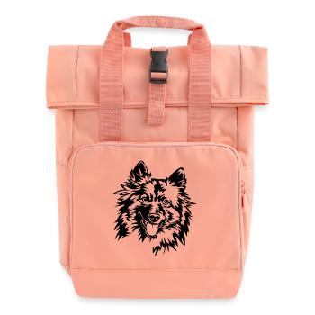 Wolfspitz Head - Roll Top Backpack with Two Handles - chintz rose - Front