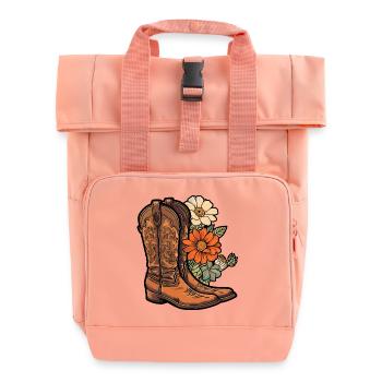 Cowboy Stiefel Blumen - Rolltop Rucksack mit zwei Griffen - Chintzrosa - Vorne