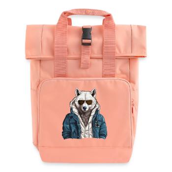Street style polar wolf | Wolf lovers - Roll Top Backpack with Two Handles - chintz rose - Front