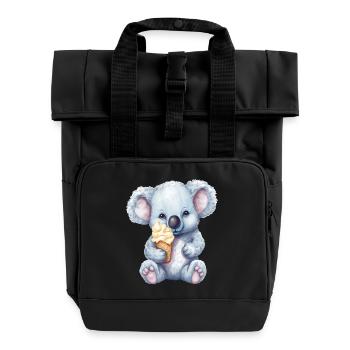 Süßer Comic Koala mit Vanille Softeis - Rolltop Rucksack mit zwei Griffen - Schwarz - Vorne