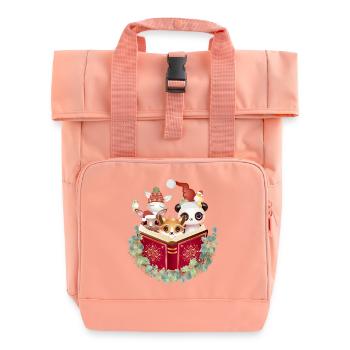 Tiere lesen die Weihnachtsgeschichte zur Weihnacht - Rolltop Rucksack mit zwei Griffen - Chintzrosa - Vorne