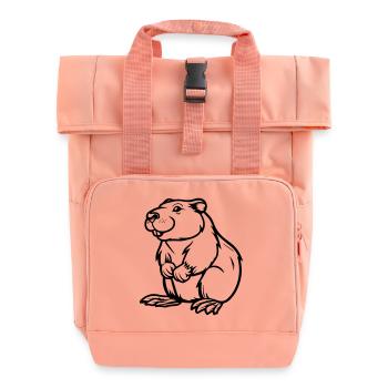 Hamster Comic Animal - Roll Top Backpack with Two Handles - chintz rose - Front