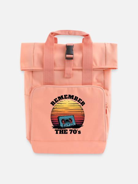 Retro Kassette - Nostalgische 70er Jahre Vibes - Rolltop Rucksack mit zwei Griffen - Chintzrosa