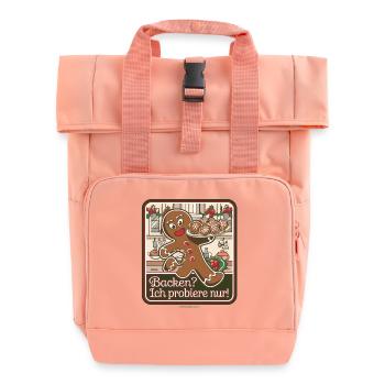 Lustiger Lebkuchenmann-Backspaß - Rolltop Rucksack mit zwei Griffen - Chintzrosa - Vorne