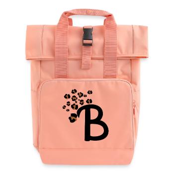 Buchstabe b Leopardenmuster - Rolltop Rucksack mit zwei Griffen - Chintzrosa - Vorne