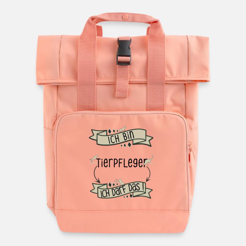 Lustiger Tierpfleger Spruch - ich darf das - Rolltop Rucksack mit zwei Griffen - Chintzrosa