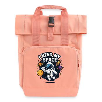 Astronaut "I need my space" - Rolltop Rucksack mit zwei Griffen - Chintzrosa - Vorne