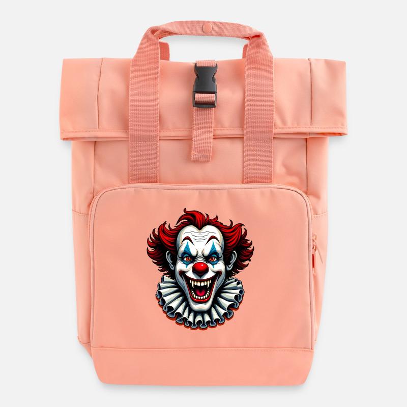 Crazy Clown - Roll Top Backpack with Two Handles - chintz rose
