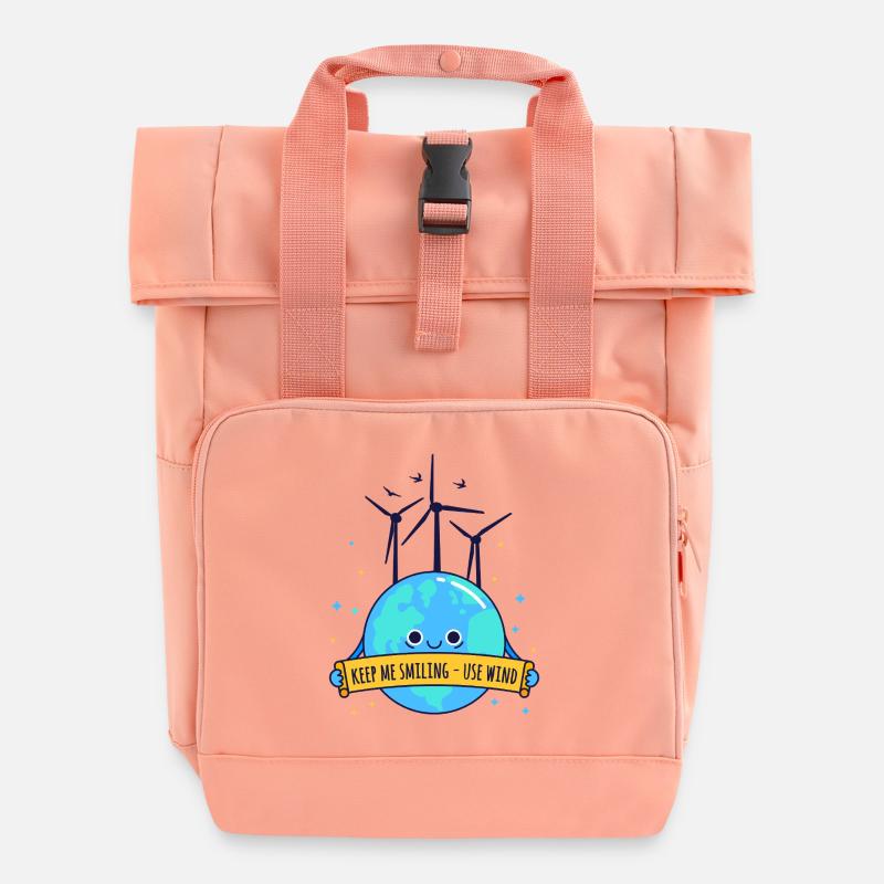 Lächelnde Erde dank Windkraft – Für eine saubere Z - Rolltop Rucksack mit zwei Griffen - Chintzrosa