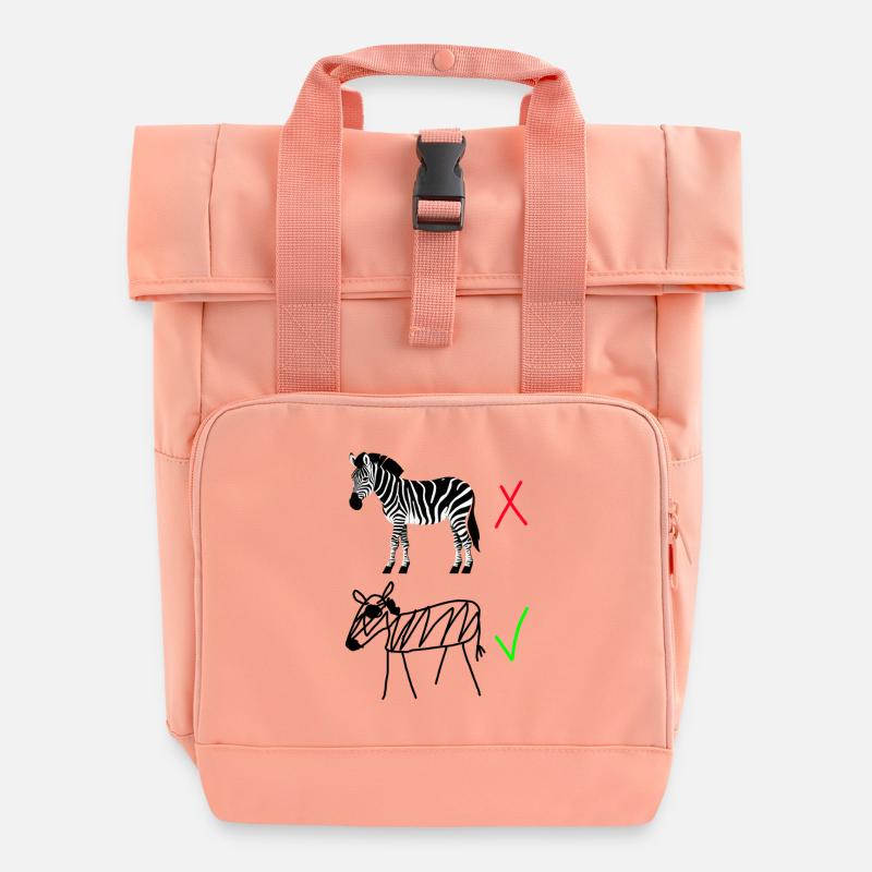 Zebra Contrast – Alta qualità vs. zebra disegnata a mano - Zaino con apertura rolltop e due maniglie - rosa antico