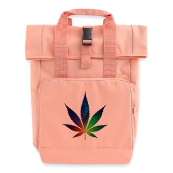 Galaxy Hanfblatt mit Sternschnuppen - Rolltop Rucksack mit zwei Griffen - Chintzrosa - Vorne