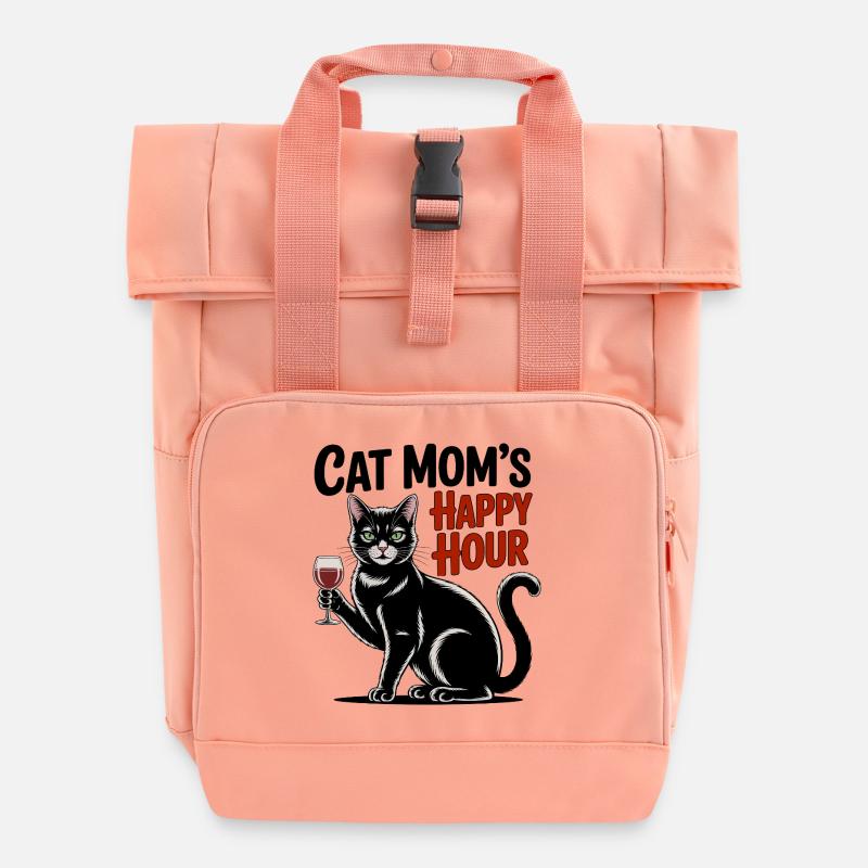 Happy Hour Katze - Rolltop Rucksack mit zwei Griffen - Chintzrosa