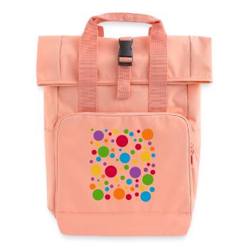 Fleckige Farbe Punkte T-Shirt - Rolltop Rucksack mit zwei Griffen - Chintzrosa - Vorne