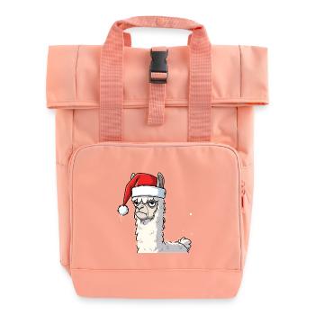 Lama mit Weihnachtsmütze Alpaka Anti Weihnachten - Rolltop Rucksack mit zwei Griffen - Chintzrosa - Vorne