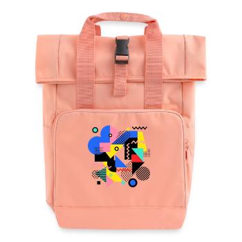 Geometric Color Explosion Pop Art - Roll Top Backpack with Two Handles - chintz rose - Front