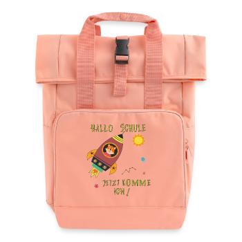 Hallo Schule  - Rolltop Rucksack mit zwei Griffen - Chintzrosa - Vorne