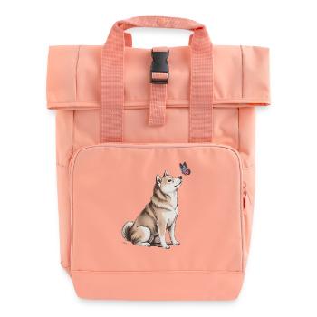 Chien Akita Inu avec motif papillon - Sac à dos Roll Top à deux anses - rose liberty - Devant