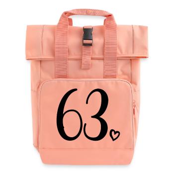 Süße Nummer 63, 63 Jahre alt, 63. Geburtstag Geschenk - Rolltop Rucksack mit zwei Griffen - Chintzrosa - Vorne