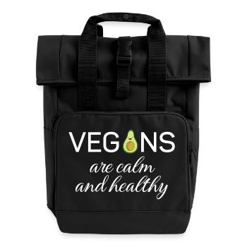 Vegans are calm and healthy - Roll Top Backpack with Two Handles - black - Front