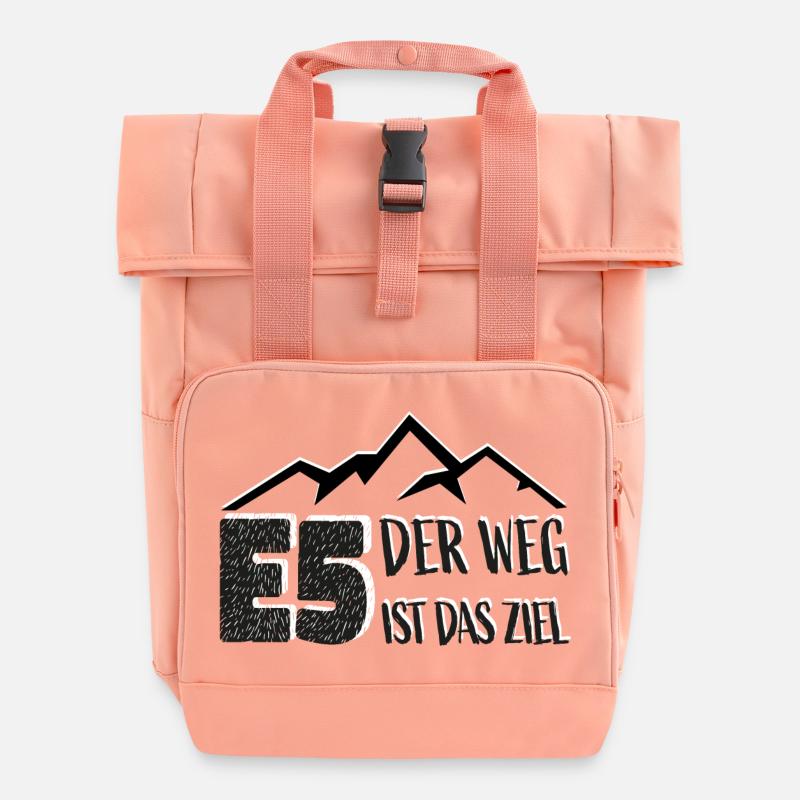 E5 Alpenüberquerung - Der Weg ist das Ziel - Rolltop Rucksack mit zwei Griffen - Chintzrosa