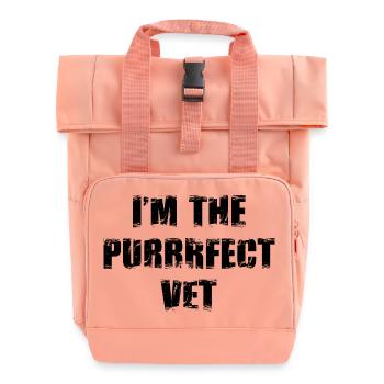 Vet Saying - Roll Top Backpack with Two Handles - chintz rose - Front