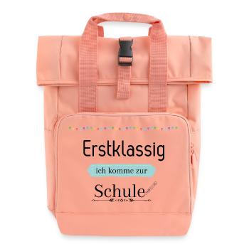 Einschulung - Rolltop Rucksack mit zwei Griffen - Chintzrosa - Vorne