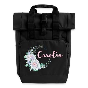 Für Carolin - Rolltop Rucksack mit zwei Griffen - Schwarz - Vorne