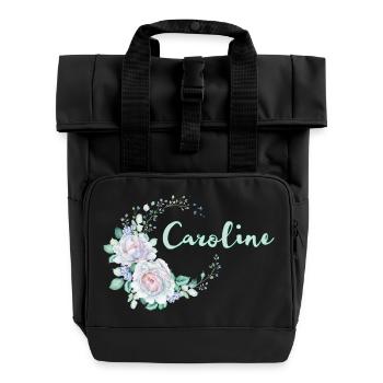 Für Caroline - Rolltop Rucksack mit zwei Griffen - Schwarz - Vorne