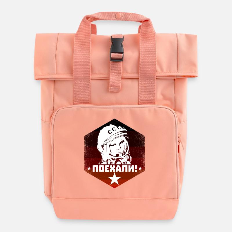 Juri Gagarin - Let's Go - Sowjet Vintage - Rolltop Rucksack mit zwei Griffen - Chintzrosa