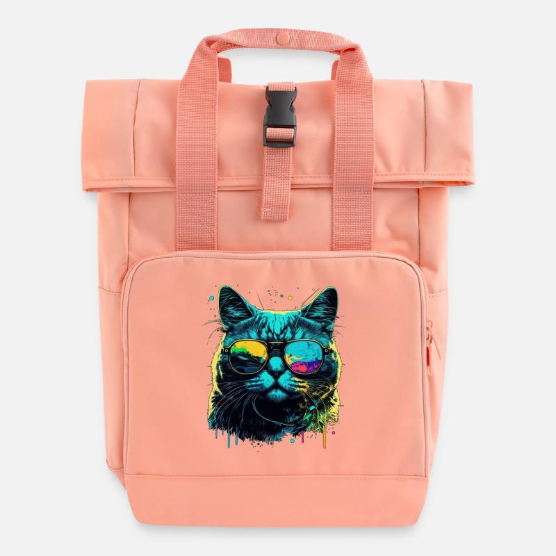 Chat cool - Sac à dos Roll Top à deux anses - rose liberty