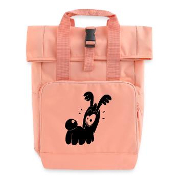 Lustiger schwarzer Hund - Rolltop Rucksack mit zwei Griffen - Chintzrosa - Vorne
