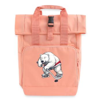 Polar Bear Ice Hockey Player Design - Roll Top Backpack with Two Handles - chintz rose - Front
