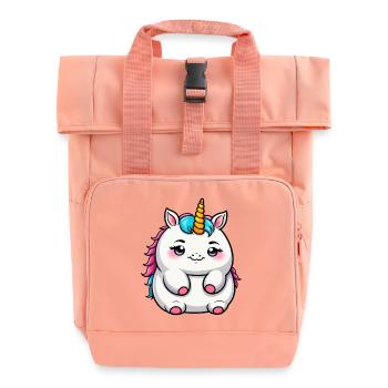 Cute Fat Unicorn - Roll Top Backpack with Two Handles - chintz rose - Front