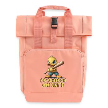 Funny duck with saying - Roll Top Backpack with Two Handles - chintz rose - Front