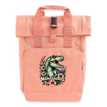 MAMASAURUS lustiges Dino Shirt Mama Geschenk T-Rex - Rolltop Rucksack mit zwei Griffen - Chintzrosa - Vorne