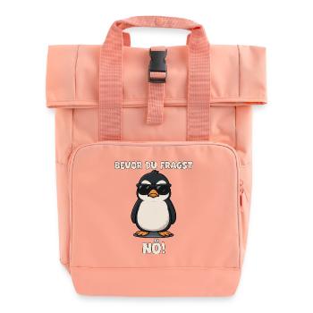 Penguin with sunglasses saying - Roll Top Backpack with Two Handles - chintz rose - Front