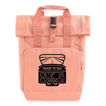 ready to taxi cockpit fliegen flugzeug silhouette - Rolltop Rucksack mit zwei Griffen - Chintzrosa - Vorne
