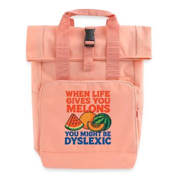 When Life Gives Melons Dyslexic - Roll Top Backpack with Two Handles - chintz rose - Front