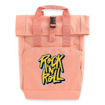 Graffiti Rock 'n' Roll Text-Logo - Rolltop Rucksack mit zwei Griffen - Chintzrosa - Vorne