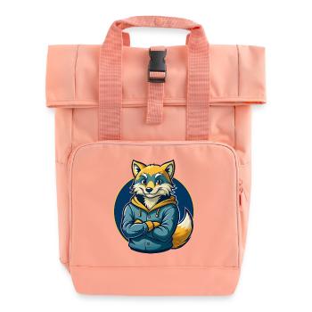 Arktischer Fuchs Kawaii Maskottchen Cartoon Clipart-Logo - Rolltop Rucksack mit zwei Griffen - Chintzrosa - Vorne
