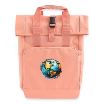 Globus in Bewegung - Rolltop Rucksack mit zwei Griffen - Chintzrosa - Vorne