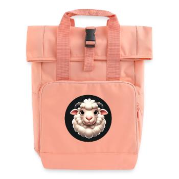 3D Grafik Schaf weiß - Rolltop Rucksack mit zwei Griffen - Chintzrosa - Vorne