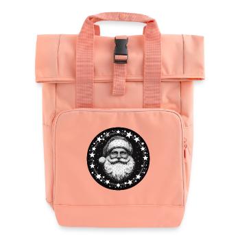Couronne polygonale tête de Père Noël ronde gris blanc - Sac à dos Roll Top à deux anses - rose liberty - Devant