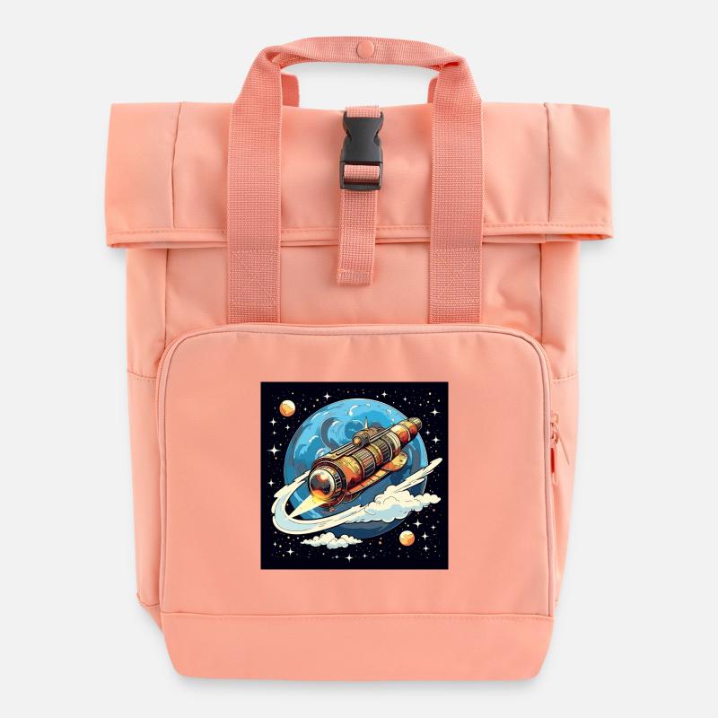 Vol de fusée dans l’espace - Sac à dos Roll Top à deux anses - rose liberty