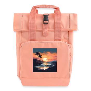 Tropischer Sonnenuntergang am Strand - Rolltop Rucksack mit zwei Griffen - Chintzrosa - Vorne