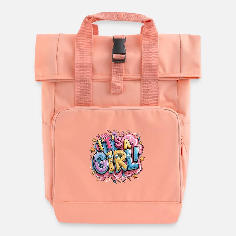 Bunte Cartoon-Trophäe mit Textgestaltung - Rolltop Rucksack mit zwei Griffen - Chintzrosa